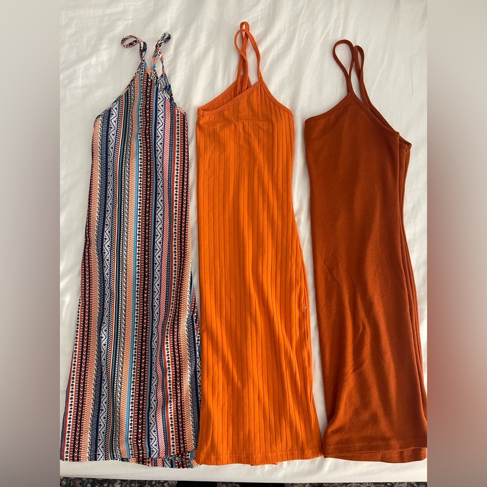 SHEIN Set of 3 Dresses - Dress - Tank - Cocktail - Casual - Large - Orange Mini